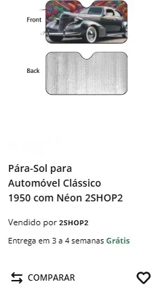 Produtos exclusivos da 2shop2 na Worten. Para sol para automóvel com automóvel clássico