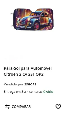 Produtos exclusivos da 2shop2 na Worten. Para sol para automóvel com Citroën 2 cavalos
