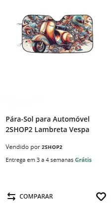 Produtos exclusivos da 2shop2 na Worten. Para sol para automóvel com Lambreta Vespa