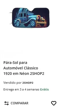 Produtos exclusivos da 2shop2 na Worten. Para sol para automóvel com automóvel vintage